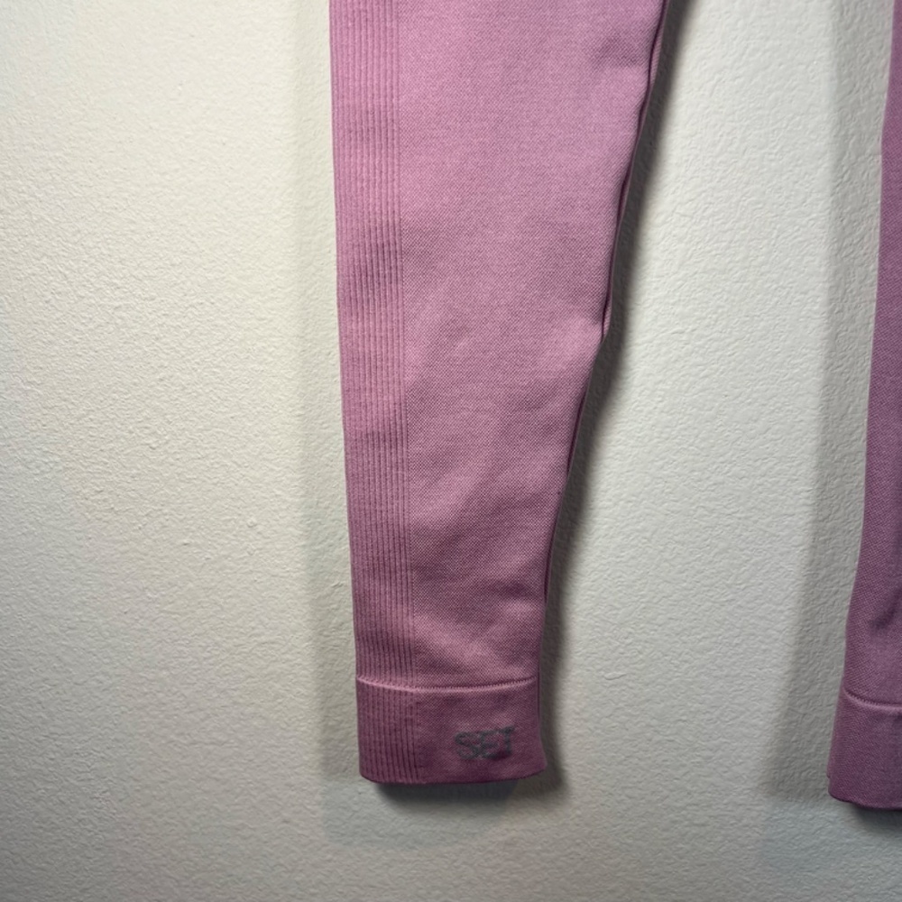 Set Active Sculptflex Ribbed Seamless Leggings Lilac Purple Athletic Gym Sz XS/S - Picture 7 of 9